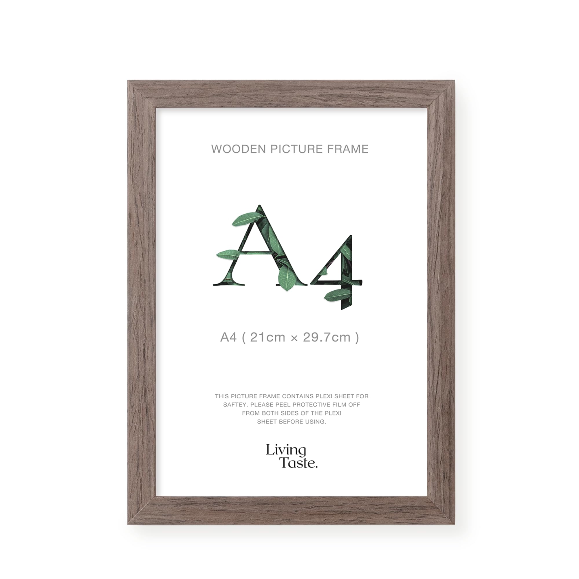 Livingtaste Dark Oak A4 Picture Frame 21X29.7 Cm Finish With Acrylic Front, 1 Pack, Ideal Certificates & Diplomas, Documents In Office Or Home