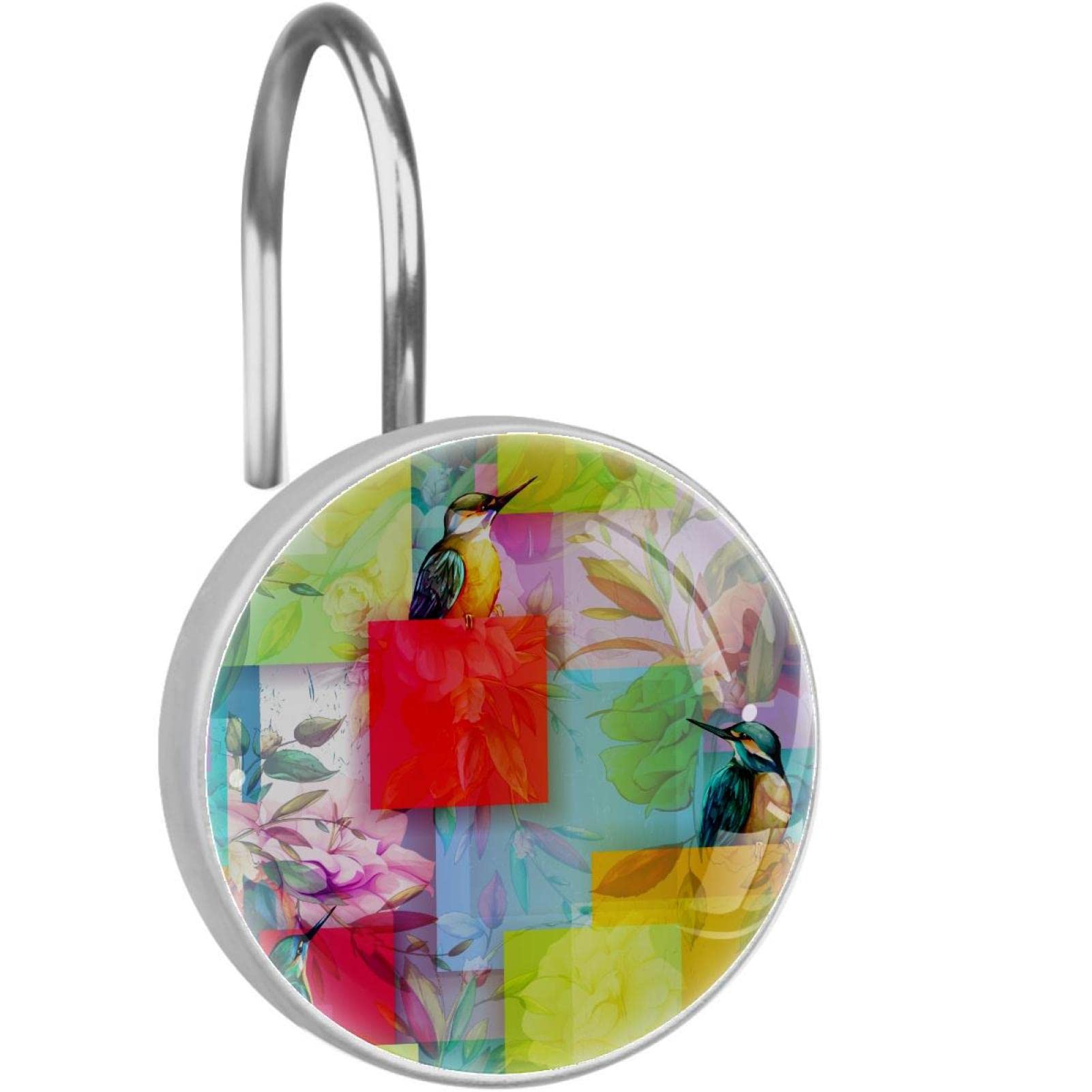 Crochets de rideau de douche colibri en verre cristal et acier inoxydable premium x12
