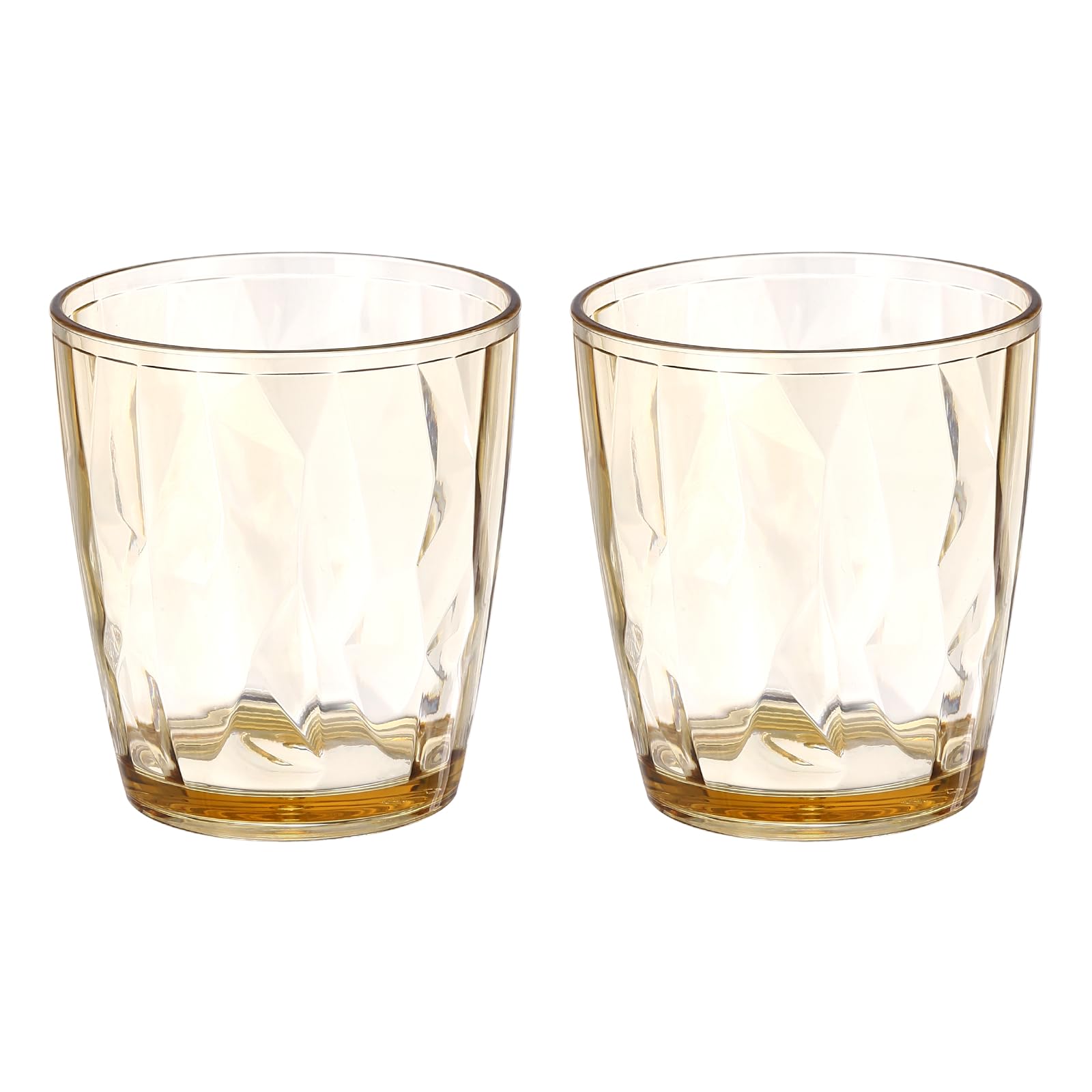 sourcing map 2Pcs Plastic Drinking Glasses, 10.48oz Unbreakable Drinking Cups Reusable Stackable Water Tumblers for Home Office Outdoors Beer Cocktail Water Juice Whiskey, Amber