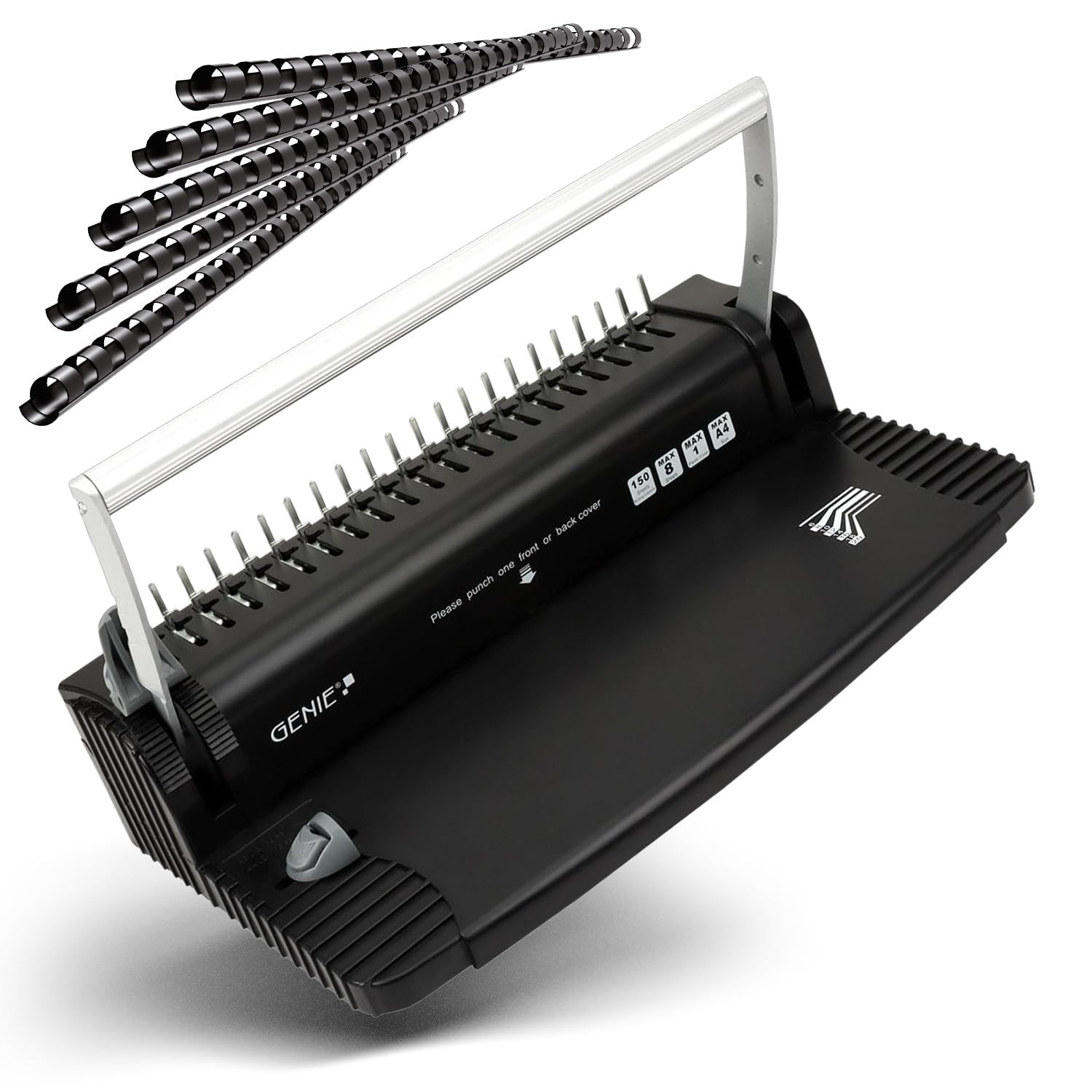 GENIE CB 820 Relieuse spirale 38 cm avec 20 peignes pour 150 feuilles et perforation 8 feuilles