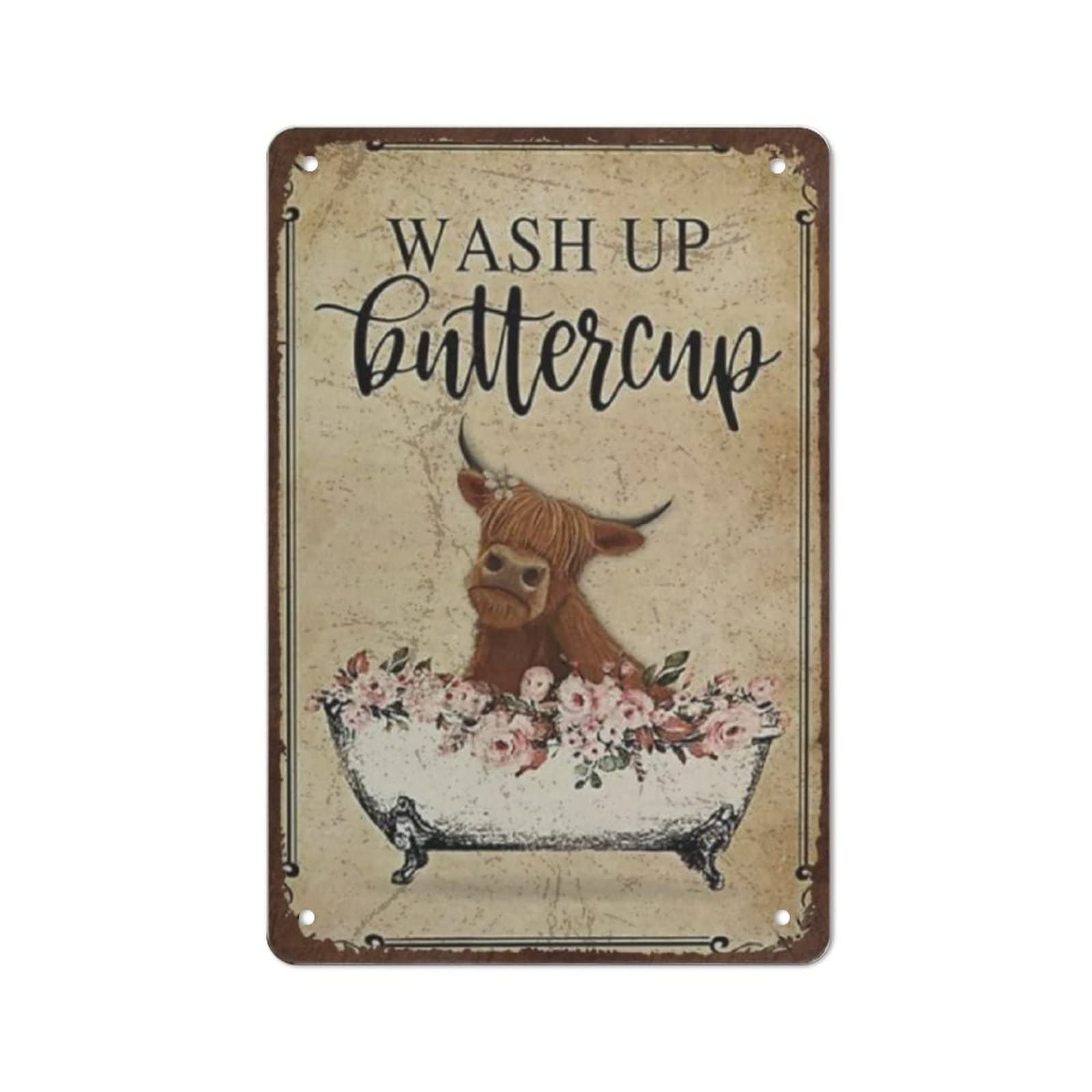 Targa in metallo retrò con scrta Wash Up Buttercup | FindTheDeal