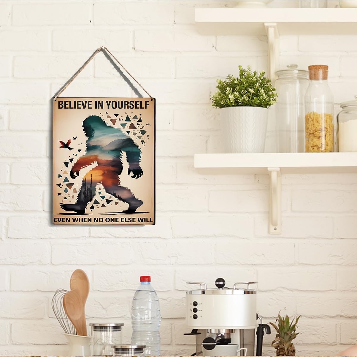 Before Coffee I Hate Everyone After Coffee I Feel Good About Hating Everyone Black Cat Hanging Plaque, 6.7 x 10 Inches Funny Wall Decor for Kitchen, Office, Home - 3