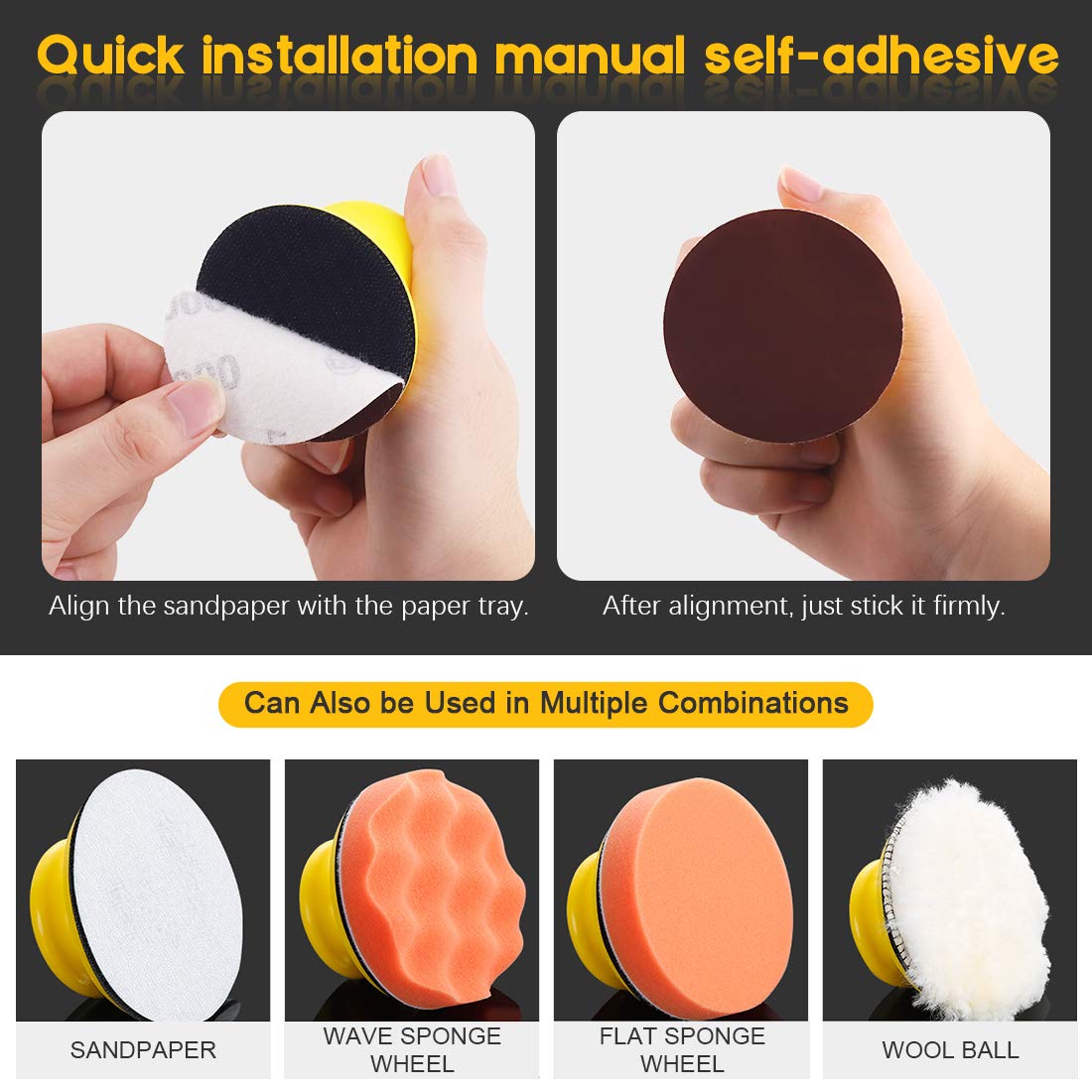 Glarks Sanding Blocks & Sandpaper Set - 92 Pcs -6