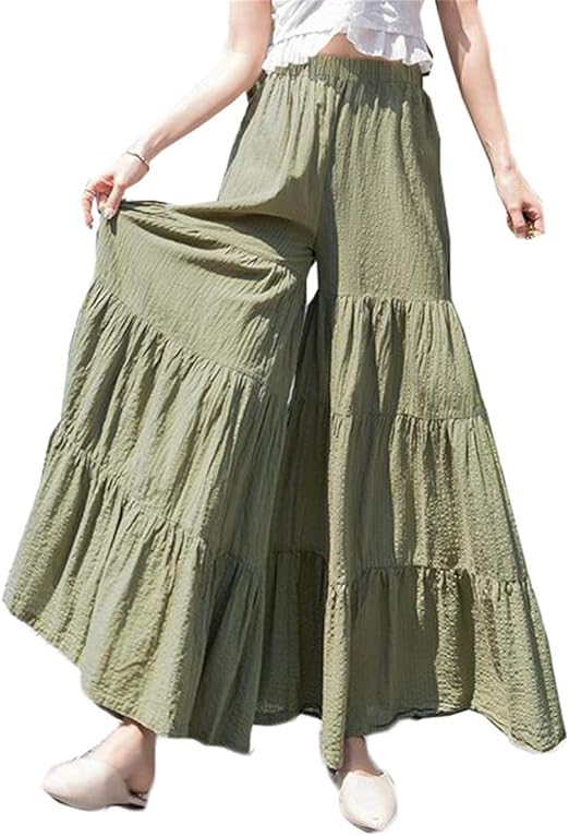 Amazon トナリ レディース キュロットスカート フレアパンツ ロング丈 三段 ドレープ ハイウェスト ゆったり ロングパンツ ガウチョ パンツ 春秋 夏 体型カバー 個性 スカンツ キュロット ワイドパンツ ファッション ロングパンツ 通販