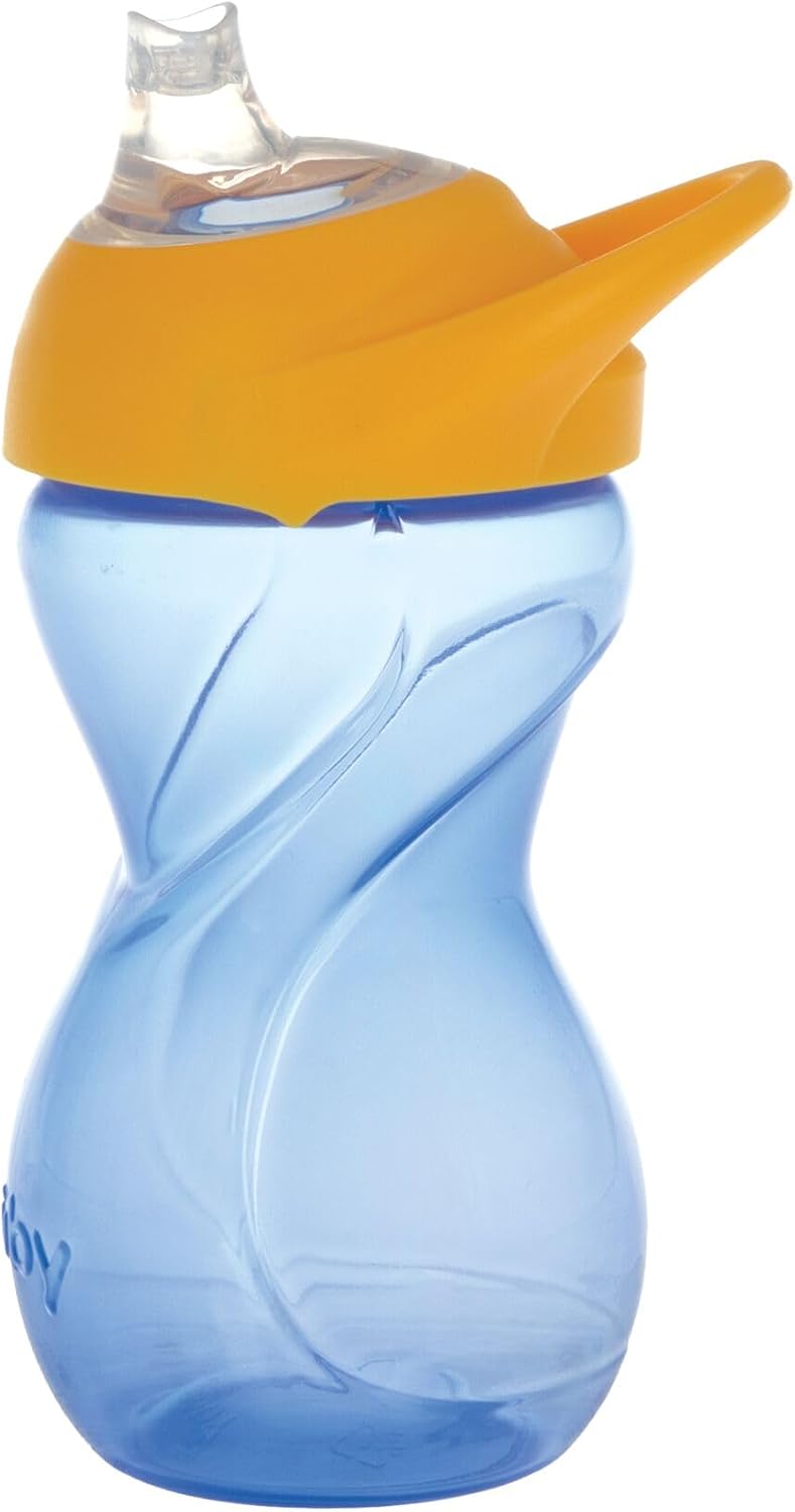 Nuby No-Spill Clik-It Soft Spout Sippy Cup with Easy Grip - (2-Pack) 10 oz - Baby Sippy Cup for 6+ Month Old - Blue/Aqua