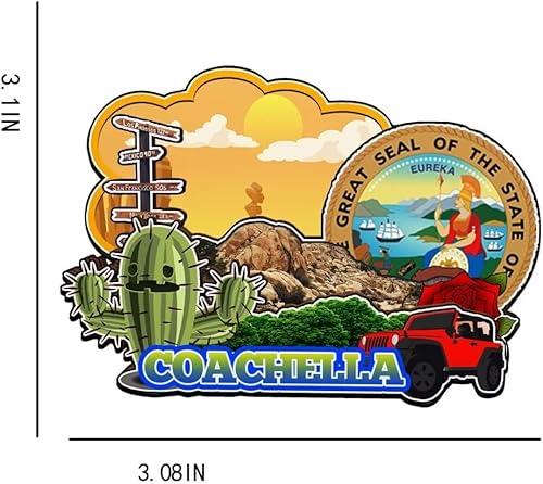 Miniatura 3 de Coachella - Imán de madera para nevera, diseño 3D de California, Estados Unidos, decoración de recuerdos coleccionables de viaje, hecho a mano, 1388