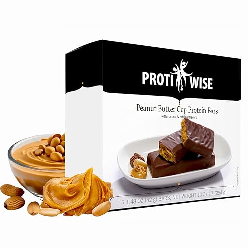 Protiwise Barra nutricional alta en proteínas | Taza de mantequilla de maní | Barra de proteína de 0.53 oz | Barra de reemplazo de comidas | Sin