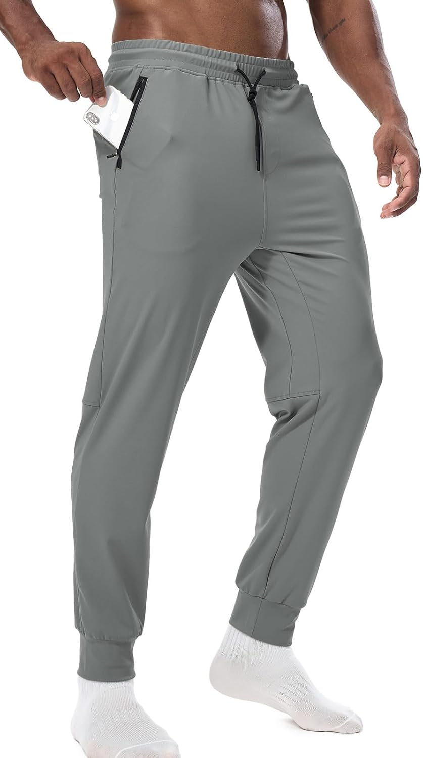 Surenow Men's Sweatpants Lightweight Joggers for Casual Athletic Workout Zipper Pockets Breathable Running Mesh Pants - Image 3