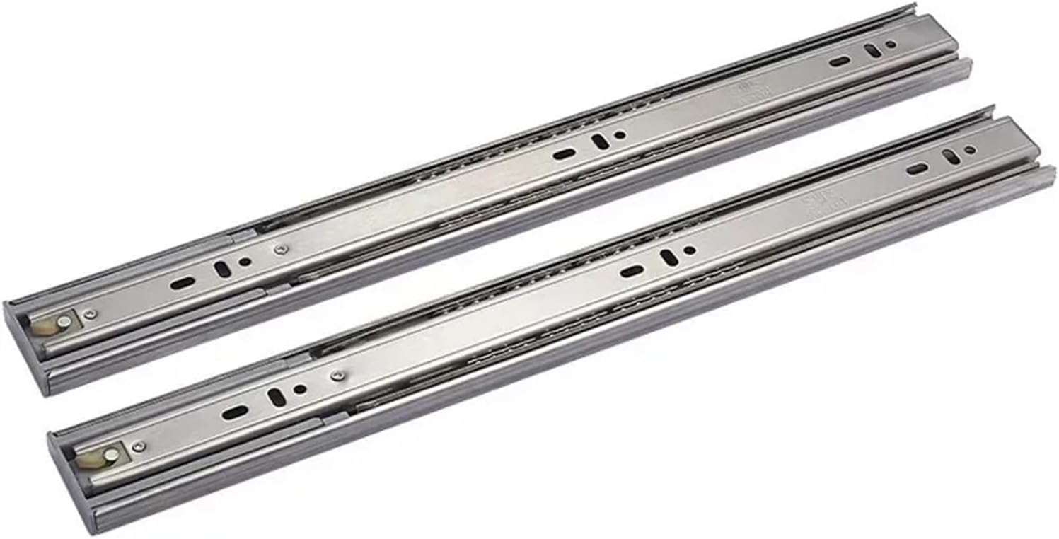 Stainless Steel Drawer Slides Soft Close Track Rail Sliding Three-Section Cabinet Furniture Hardware(Buffer 16inch 40cm)