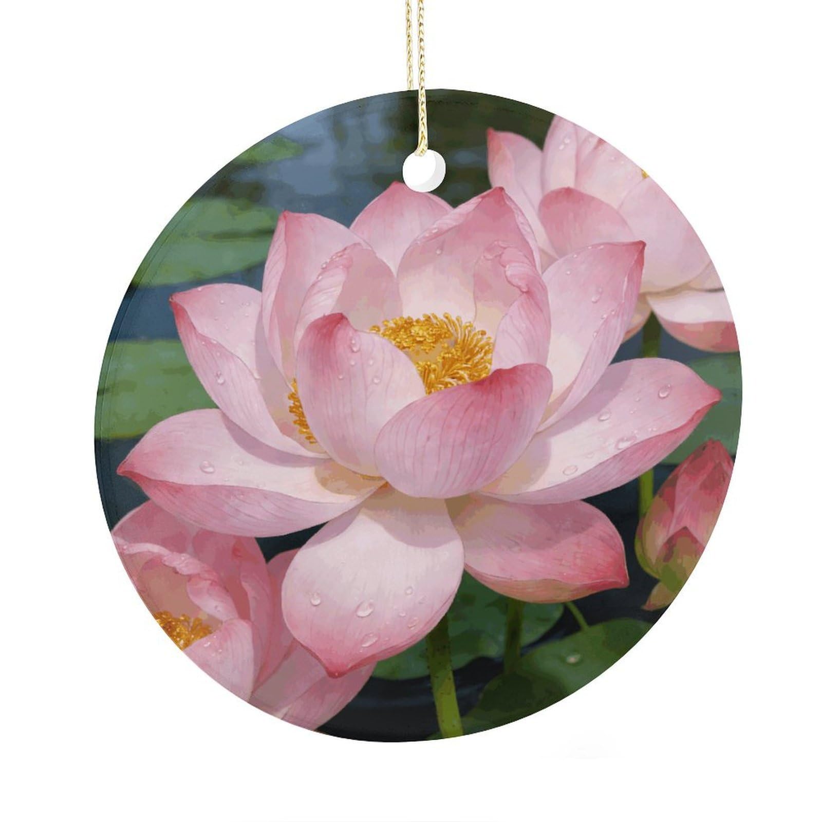Fodpand Women's Style Clear Lotus With Dew Ceramic Christmas Ornament,Wall Hanging Decor Windows Hanging Decor Best Friend Birthday Gifts, Friendship Gifts Car Hanging Ornament Gift For Girls, Teachers 2.9 In