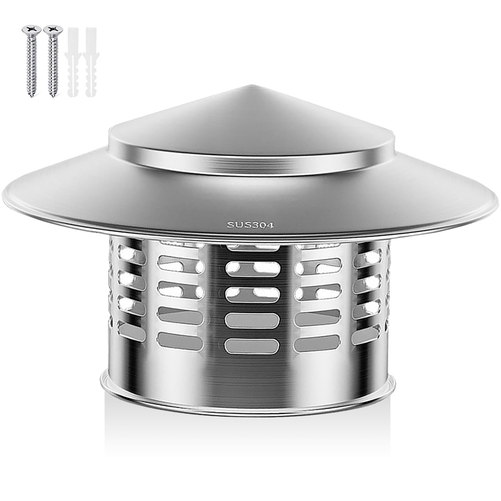 OYSKGNCMW Chimney Cap Round 304 Stainless Steel Chimney Cowl with Mesh Sn Weather-Proof Durable Chimney Cover for Outside Furnace Vent Roof Fireplace Flue Exhaust(220mm/8.6in)