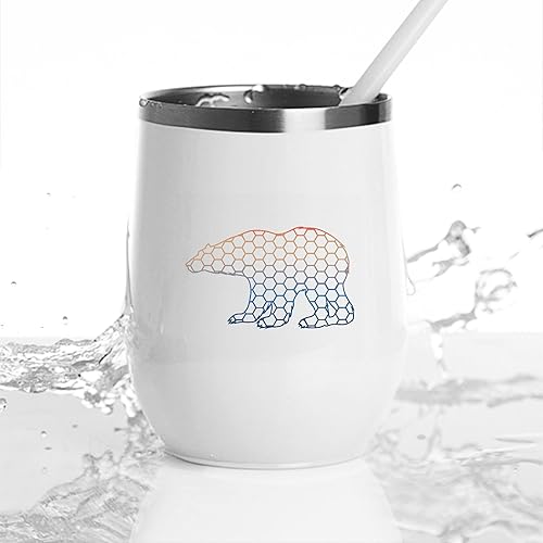 Miniatura 7 de Geometric Rainbow Polar Bear Gift Eco Friendly Design for Nature Lovers 12oz Wine Tumbler Cup
