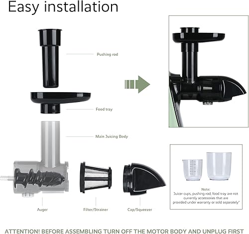 Miniatura 6 de Jocuu Accesorio No. 7 Exprimidor colador, filtro, pieza de repuesto para exprimidor de masticación lenta ZM1503, fácil de montar, desmontar y