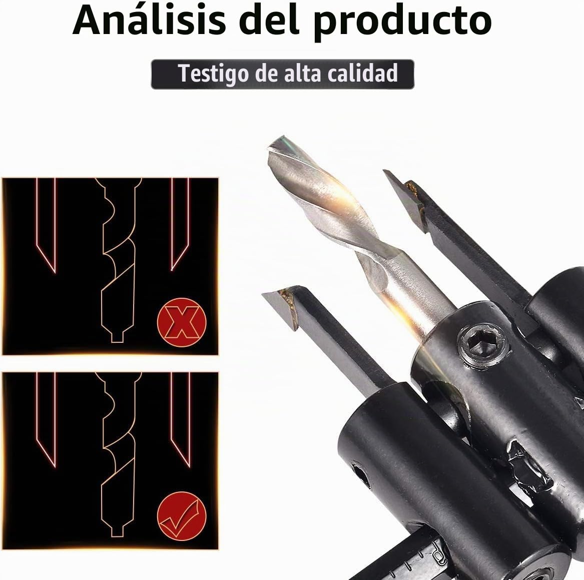Corta Brocas Círculo Ajustable para Madera, Herramienta de Corte de Sierra Redonda, Herramientas de Bricolaje para Madera, Taladro Giratorio (Diámetro de Corte: 30mm - 120mm)