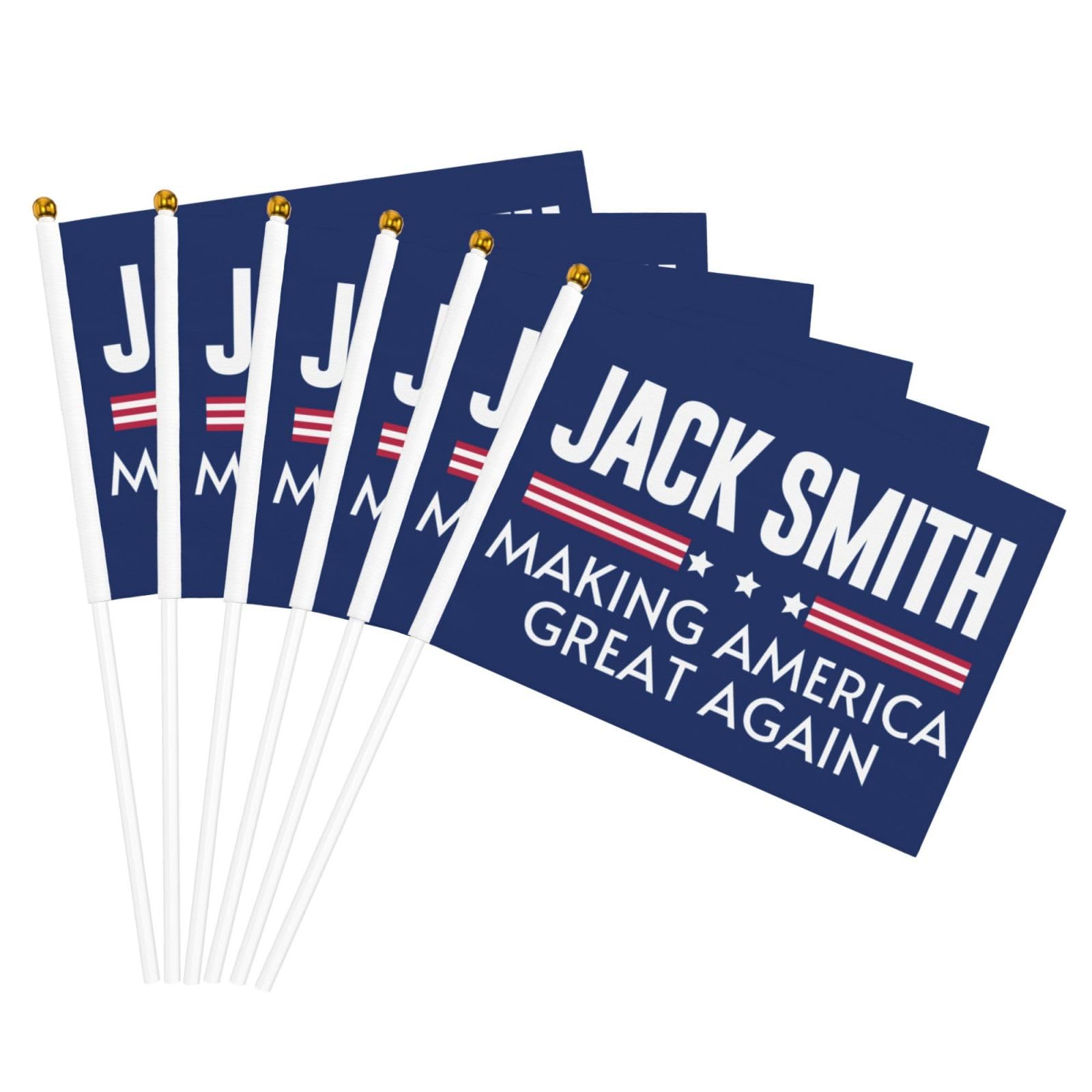 6 Pcs Jack-Smith Making America Great Again Small Flag With Stick Double Sided Let'S Go Jack-Smith Mini Flag Fuck Anti Trump For Prison 2024 Hand Held Flag Fade Resistant 5x8 In