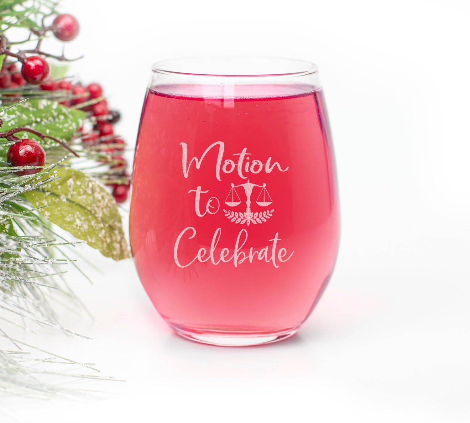 Motion To Celebrate Stemless Wine Glass - Lawyer Wine Glass - Law School Graduate Gift - Graduation Party Gift - Gift For New Lawyer - Passing The Bar Exam, 15oz, Transparent - Image 2