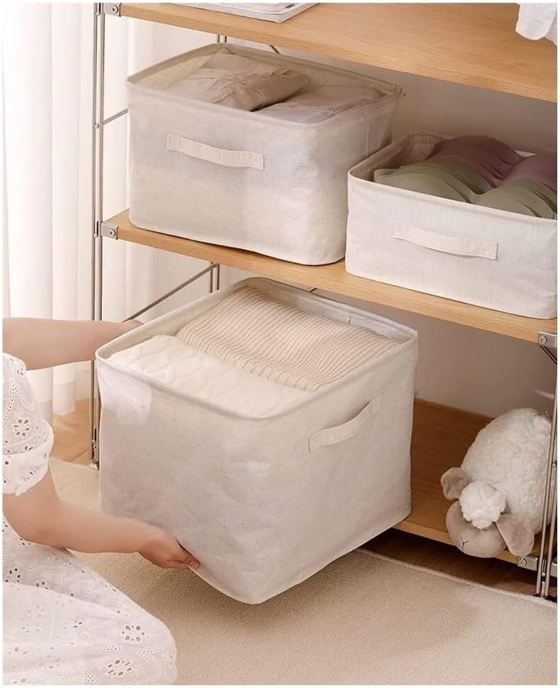 Laundry Basket Clothes Hamper Cotton Linen Dirty Clothes Foldable Laundry Basket Sundries Gadgets Storage Basket Laundry Hamper for Dorm(37 * 26 * 25cm)