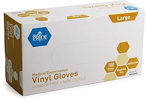 MedPride Powder-Free Vinyl Exam Gloves, 100 Count, Large