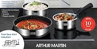 Arthur Martin AM0025 10 részes rozsdamentes acél edénykészlet levehető fogantyúval, kiöntőcsőrrel - indukciós főzőlappal is kompatibilis 5