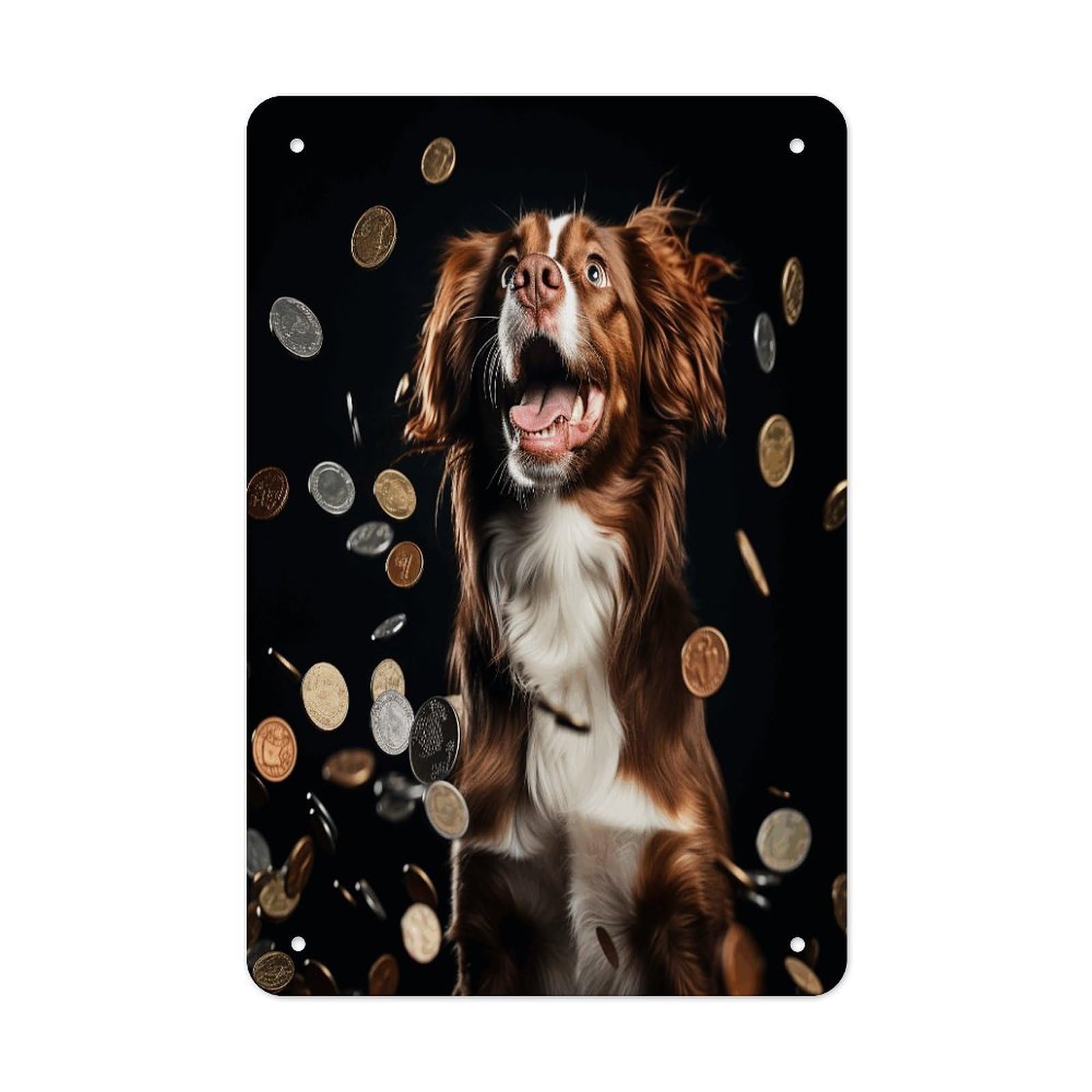 Btcowzrv Style A Dog And Coins Metal Tin Sign Wall Decor Hanging Plaque