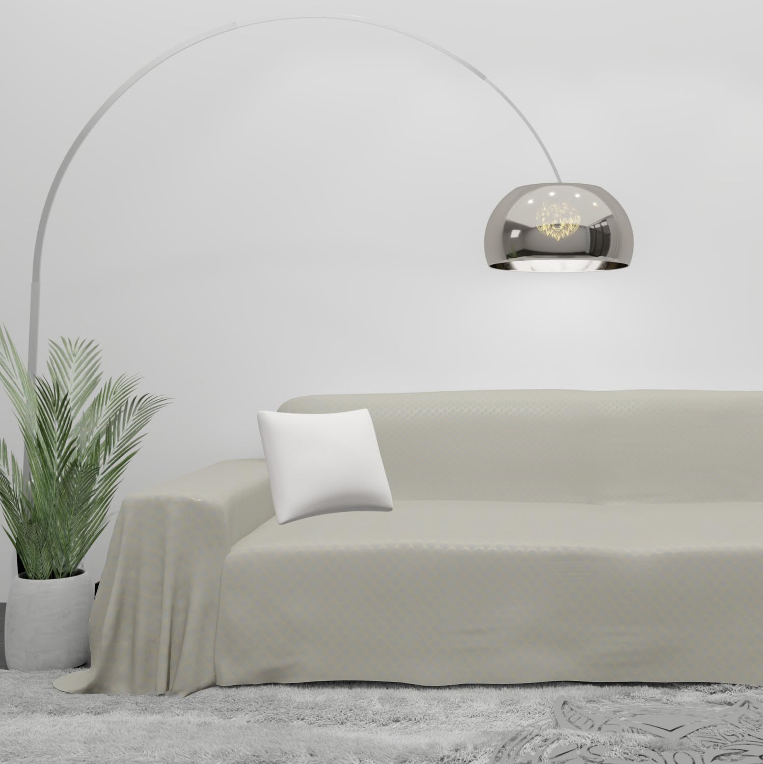 Byour3 - Sofabezug 3 4 5 Sitzer Gemischte Baumwolle Sofaüberwurf Rechteckiger Schutzstoff Auch Für Ecksofa L U Form Mit Ohne Chaise Longue Universell Waschbar (Rauten Elfenbein, 3 Sitzer)