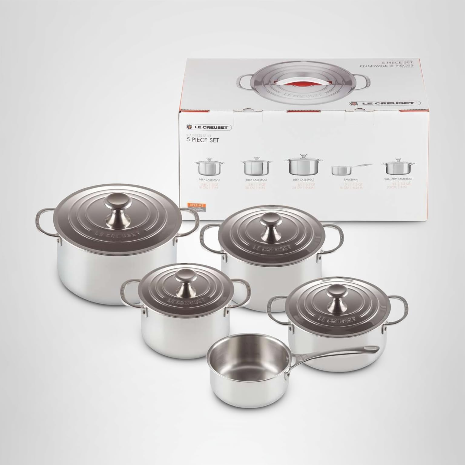 Le Creuset 3-Ply Plus Stainless Steel 5-Piece Cookware Set