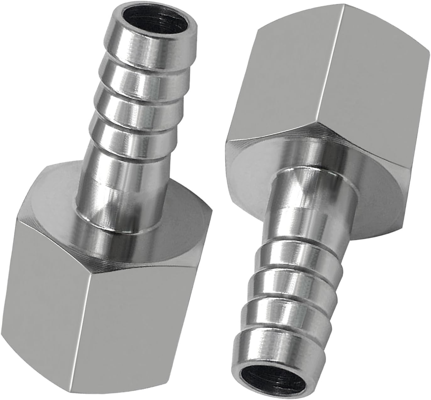 2PCS Stainless Steel Hose Barb Fittings 1/2" Hose Barb x 1/4" NPT Female Adapter
