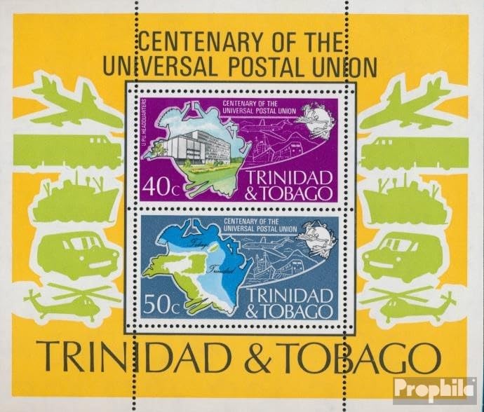 Prophila Trinidad y Tobago Block12 sellos para coleccionistas post-frescos MNH de 1974