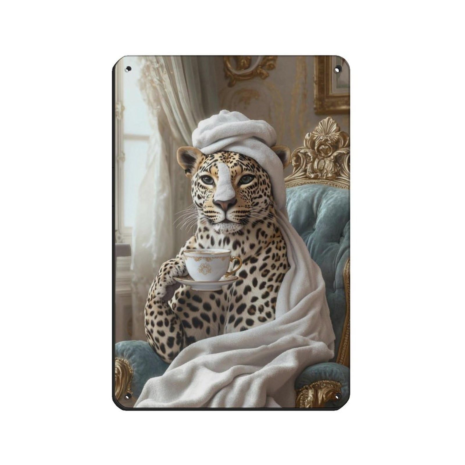 Lxwnze 20L X 30W Cm Elegant Cheetah, Whimsical Animal Tin Sign Vintage Metal Pub Club Cafe Bar Home Wall Art Decoration Poster Retro 8X12inch(20X30cm)