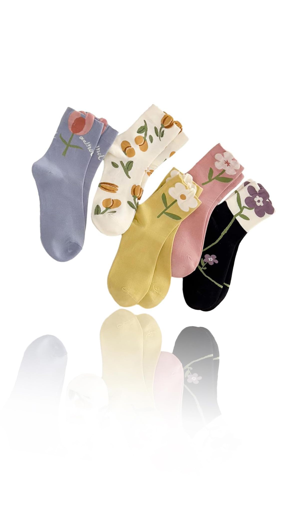 Cute Fruit Embroidered Ankle Socks for Women Pairs of Low Cut Socks for Ladies and Girls