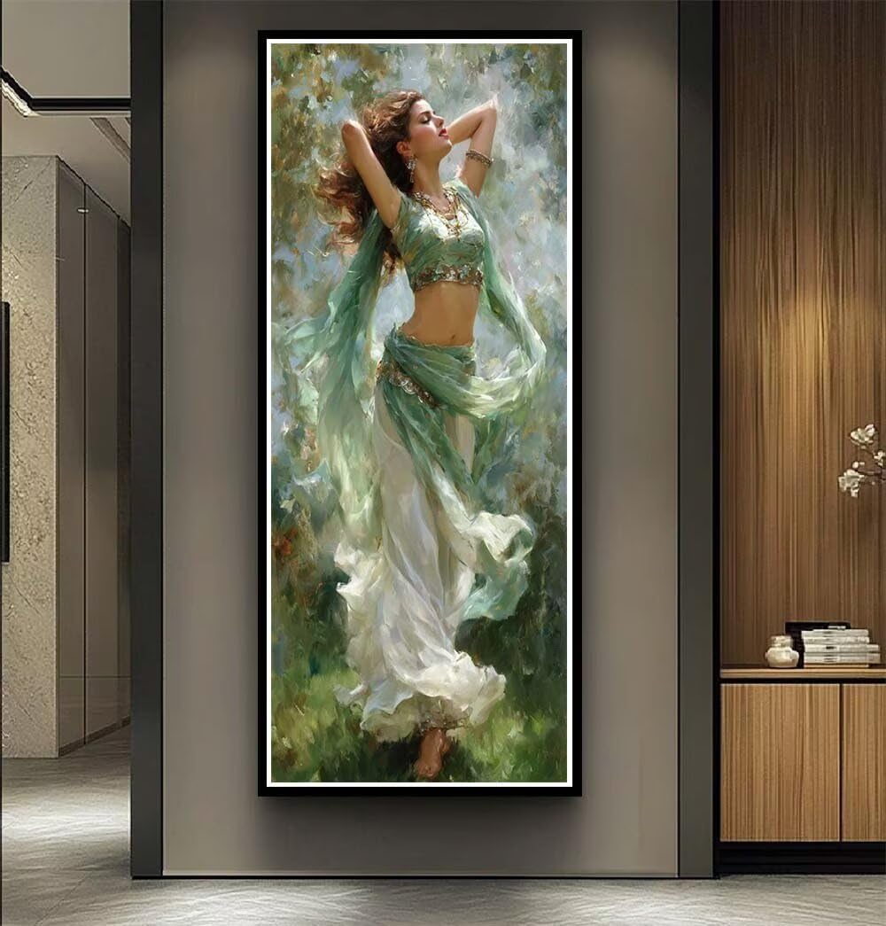 Diamond Art Painting Kits for Adults 100x200cm, 5D Large Diamond Painting Indian Woman Full Round Drill Gem Art Abstract Crystal Cross Stitch Paint by Numbers for Home Wall Decor Gifts -LR1109