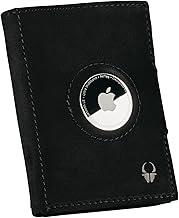 DONBOLSO Wallet mit Airtag - Mini Portemonnaie Vintage-Schwarz mit Münzfach für 15 Karten, RFID-Schutz - Echtleder Herren Geldbörse, Kompakt und Schlank - Portafoglio Uomo Pelle, 90 x 71 mm