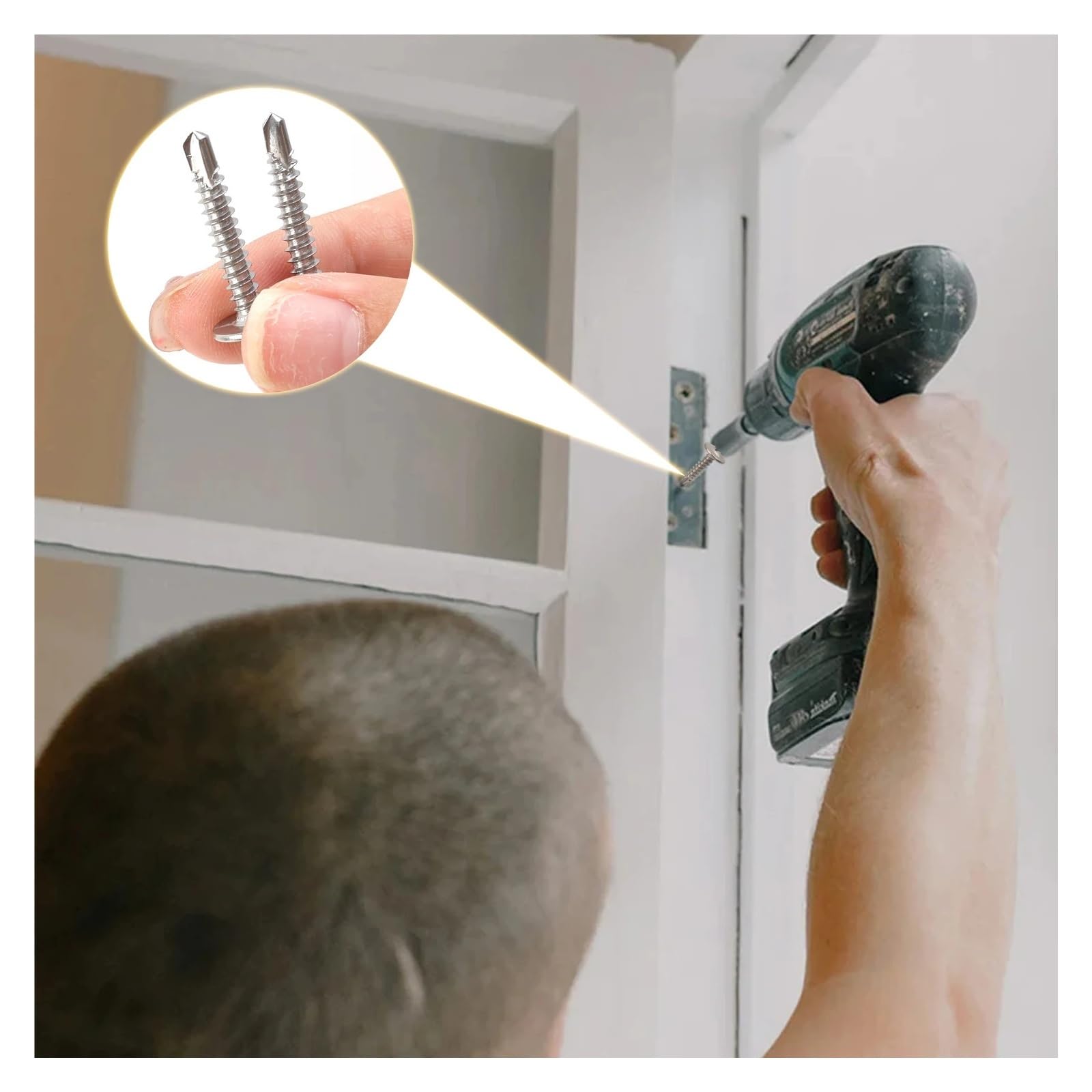 Viti autofilettanti con rondella Phillips in acciaio inossidabile da 20/200 pezzi, kit di assortimento hardware di fissaggio autoperforante a testa piatta ad alta resistenza(200pcs,25mm)