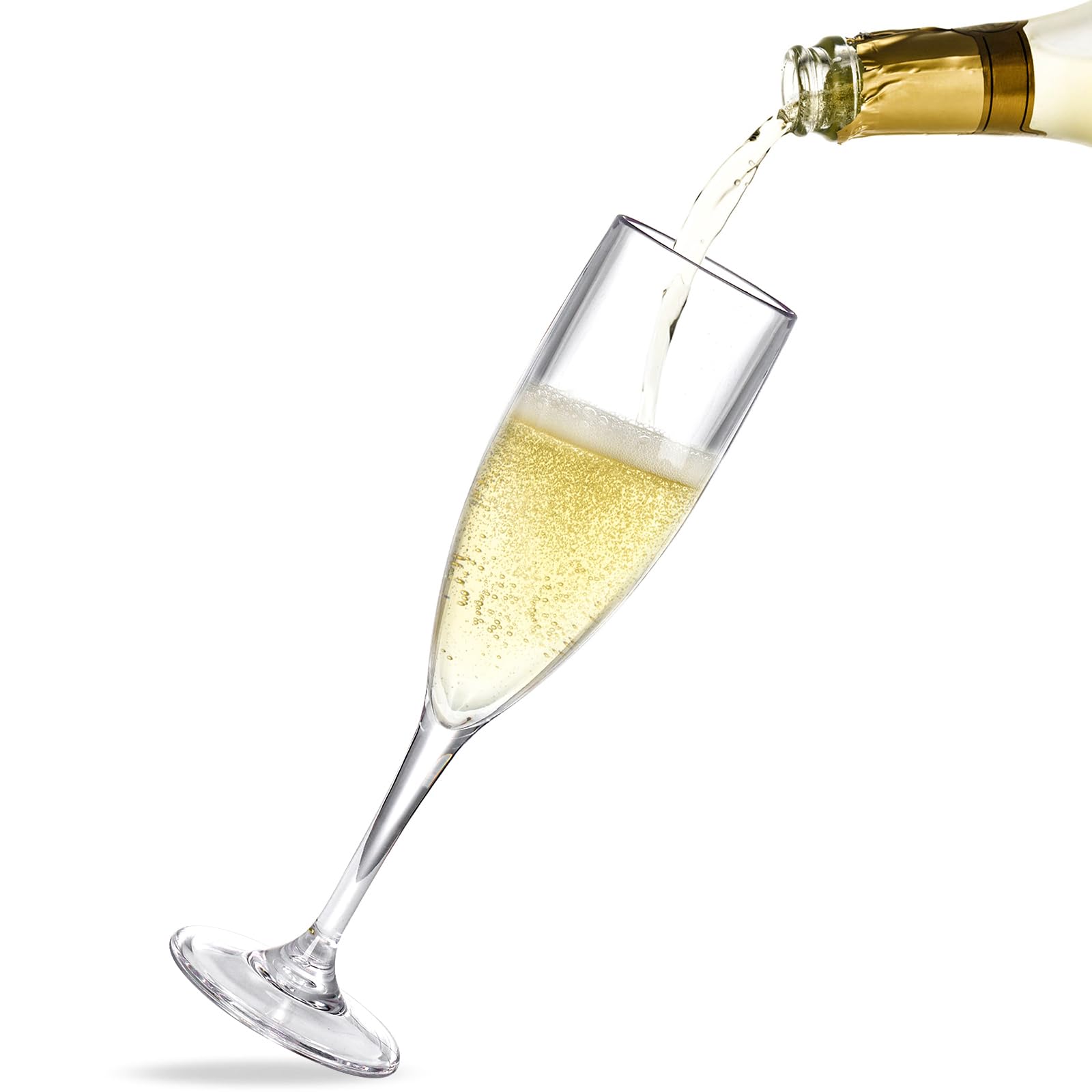 Elsjoy Lot de 8 flûtes à champagne en acrylique de 170 ml - Verres à champagne incassables - Gobelets à champagne réutilisables pour mariage, fête, bar