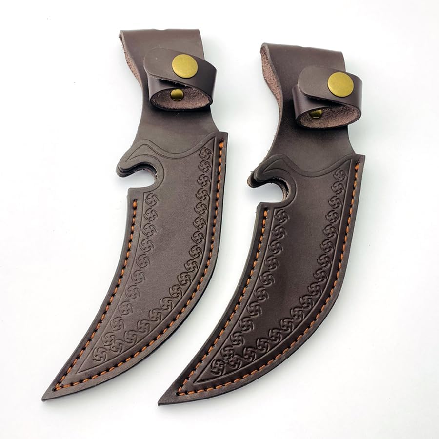 1PC Knife Sheath, Leather Knife Holster with Snap Closure and Belt Loop Fits for Outdoor Camping and Rescue