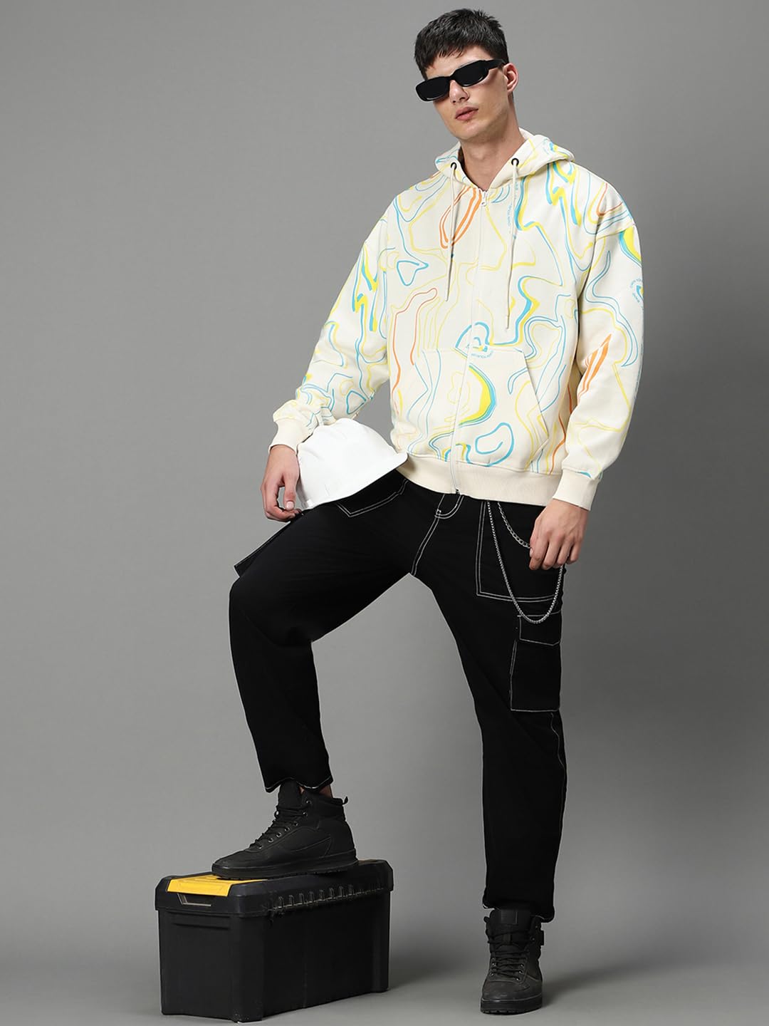 Bewakoof Męska polarowa bluza z kapturem rozmiar plus size Bewakoof Heavy Duty 1.0 męska bluza z kapturem odzież zimowa