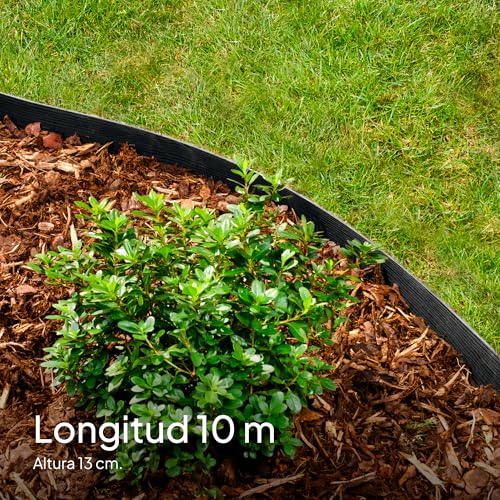Borde de jardín flexible UNIGARDIA de plástico resistente con diseño imitación madera negro 6