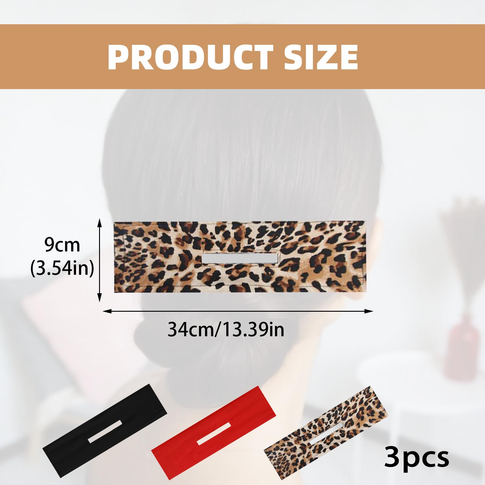 3PCS Hair Bun Maker French Deft Bun Hair Reusable Hair Bun Accessories Lazy Hair Curler Hair French Twist Bun Makers for Hair for Women Girls(Red,Black,Leopard) - Image 2