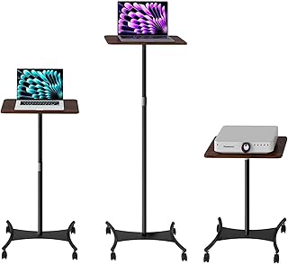 Stehpult Laptoptisch Höhenverstellbar 40-120 cm Laptopständer mit rollen Mobile Stehtisch Stehrolltisch Stehlesepult Standing Desk Rednerpult Beweglich Beistelltisch für Büros/Bett/Sofa, Schwarz