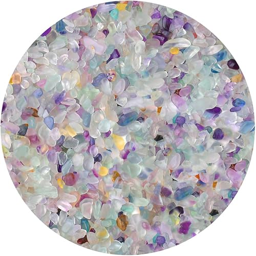 ZHIYUXI Relleno de florero de fluorita de cristal, 0.22 libras, chips curativos pulidos para decoración, grava para pecera, plantas suculentas,