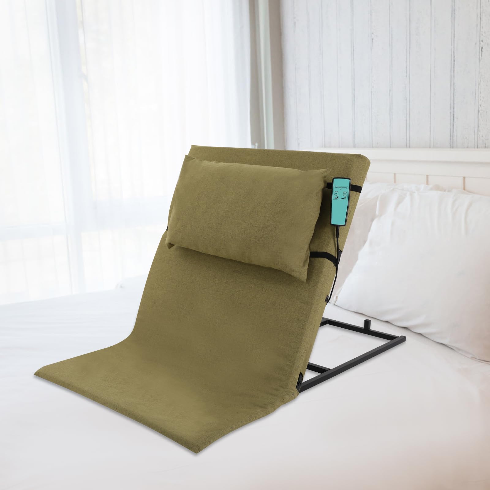 Schienale elettrico per anziani, schienale regolabile 2-80°, carico 300 kg, tessuto traspirante, accessori per la manutenzione, lettura a letto, televisione, 75 x 29,5 cm