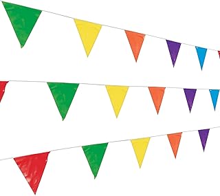 Fun Express Multicolor Pennant Banner (100-Ft) for Party – Party Décor – VBS Vacation Bible School Supplies/Decor