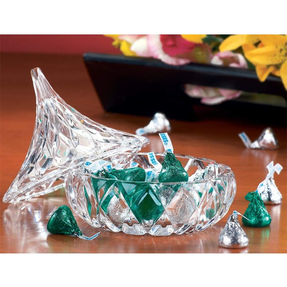 2 Pcs Glass Candy Jar with Lid Decorative Candy Bowl Crystal Covered Storage Jar