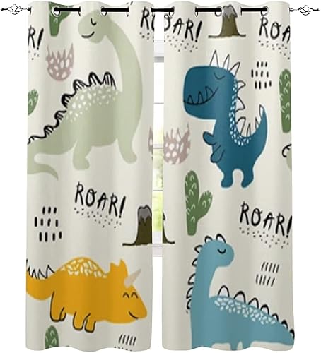 Miniatura 2 de PEKOTA Cortinas opacas con estampado 3D de dibujos animados para niño, con ojales en la parte superior para oscurecer con aislamiento térmico para