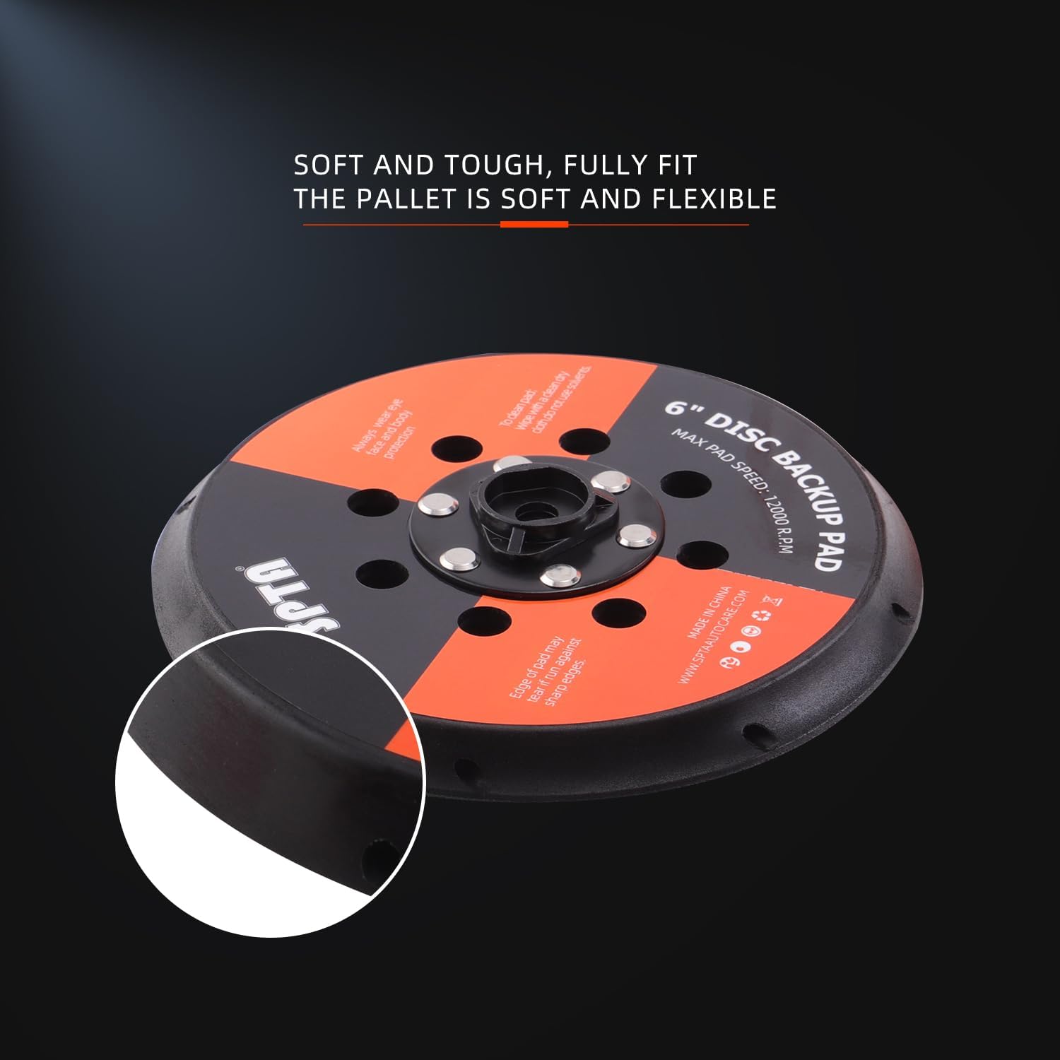 SPTA 2Pcs 6 Inch Universal Dual Action Backing Plate, Backing Plate for DA Polisher,Hook & Loop, 5/16"-24 Thread,Fits DA Polishers Up to 12,000 OPM,Sand,Buff,Polish & Finish, Auto Detailing -BP604