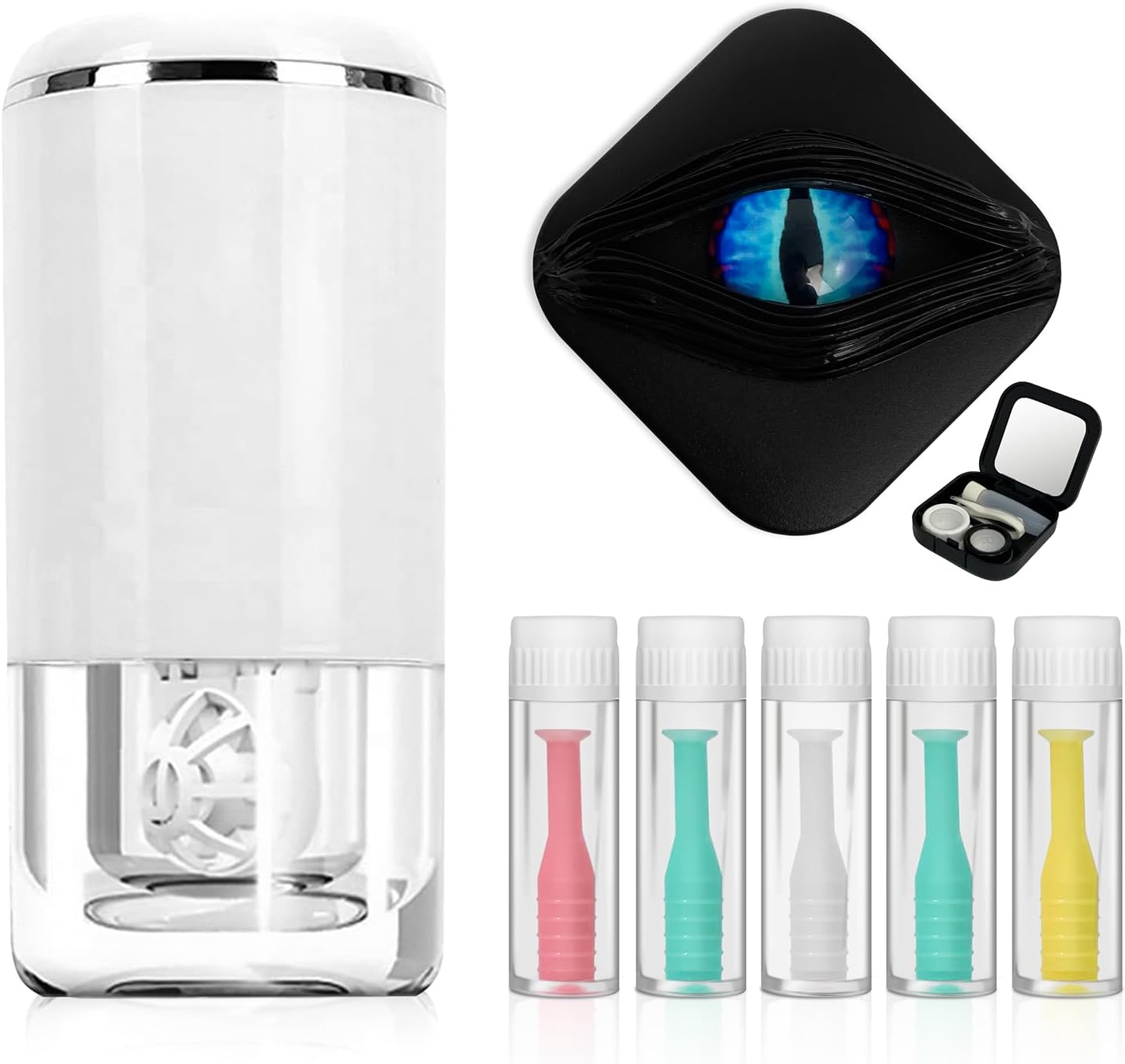 Ultrasonic Contact Lens Cleaner Bundle with Contact Lens Suction Stick and Storage Case
