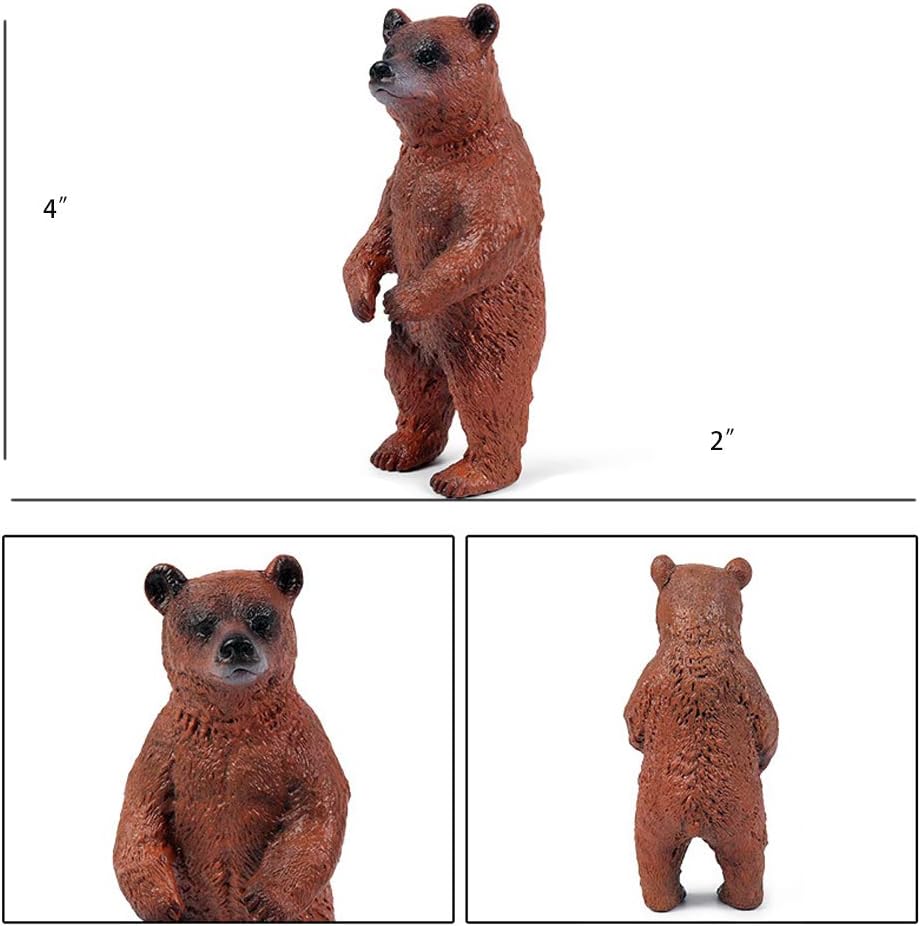 UANDME Grizzly Bear Toys Figurines Set, Plastic Forest Animal Bear Family Figures for Nature Science Learning, Realistic Woodland Creature Party Supplies Cake Toppers, Pack of 3 - Image 6