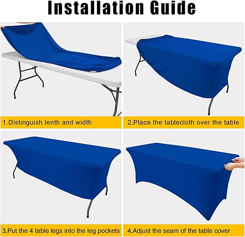 Miniatura 133 de Smiry Paquete de 2 manteles de elastano de 6 pies, elásticos ajustables, lavables y sin arrugas, rectangulares para mesa de patio, para exteriores,