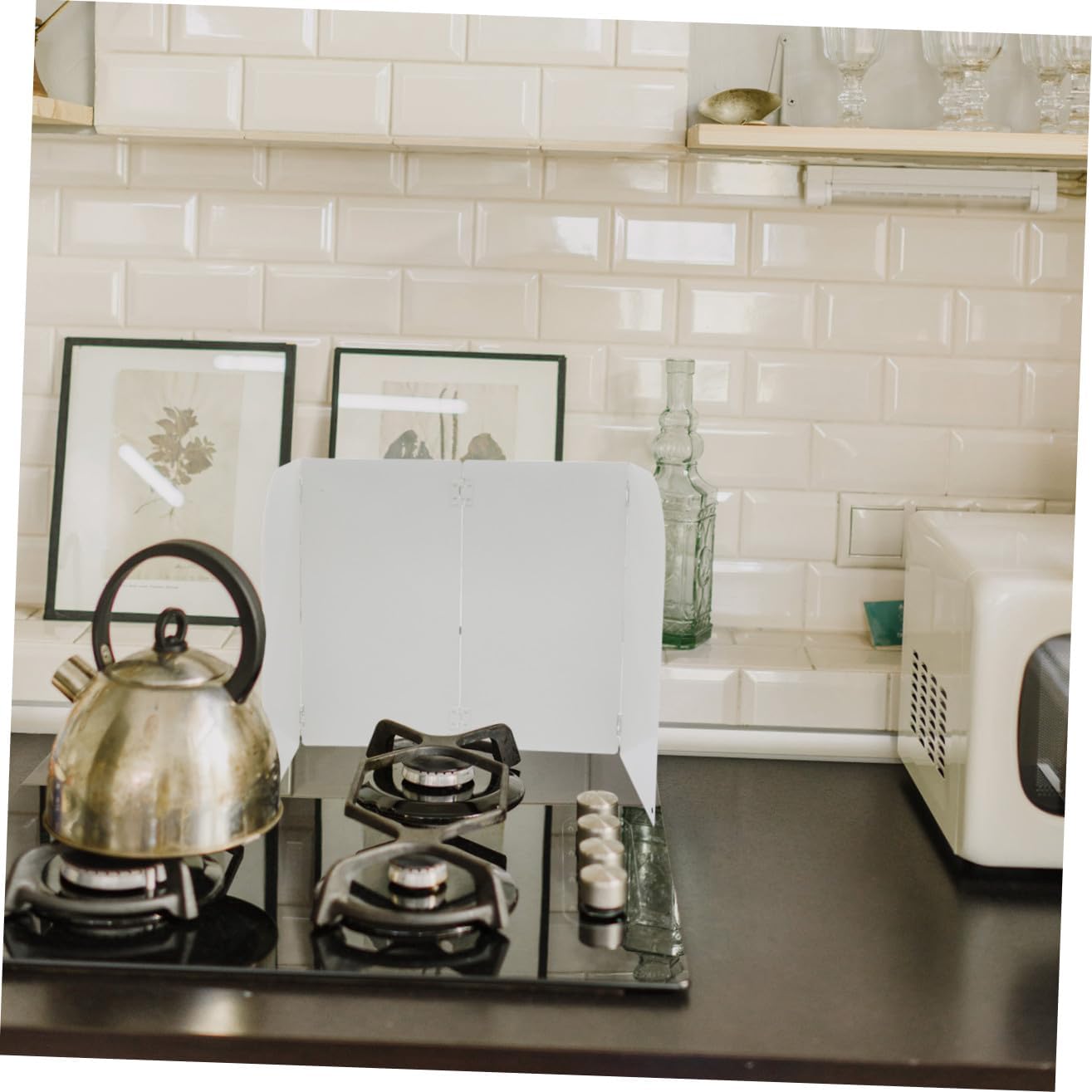 Grease Splatter Guard Backsplash Protector Foldable Sided Screen for Stove Nonstick Oil Splash Insulation Board Heat-resistant Kitchen Cooking Tool Easy-clean Design