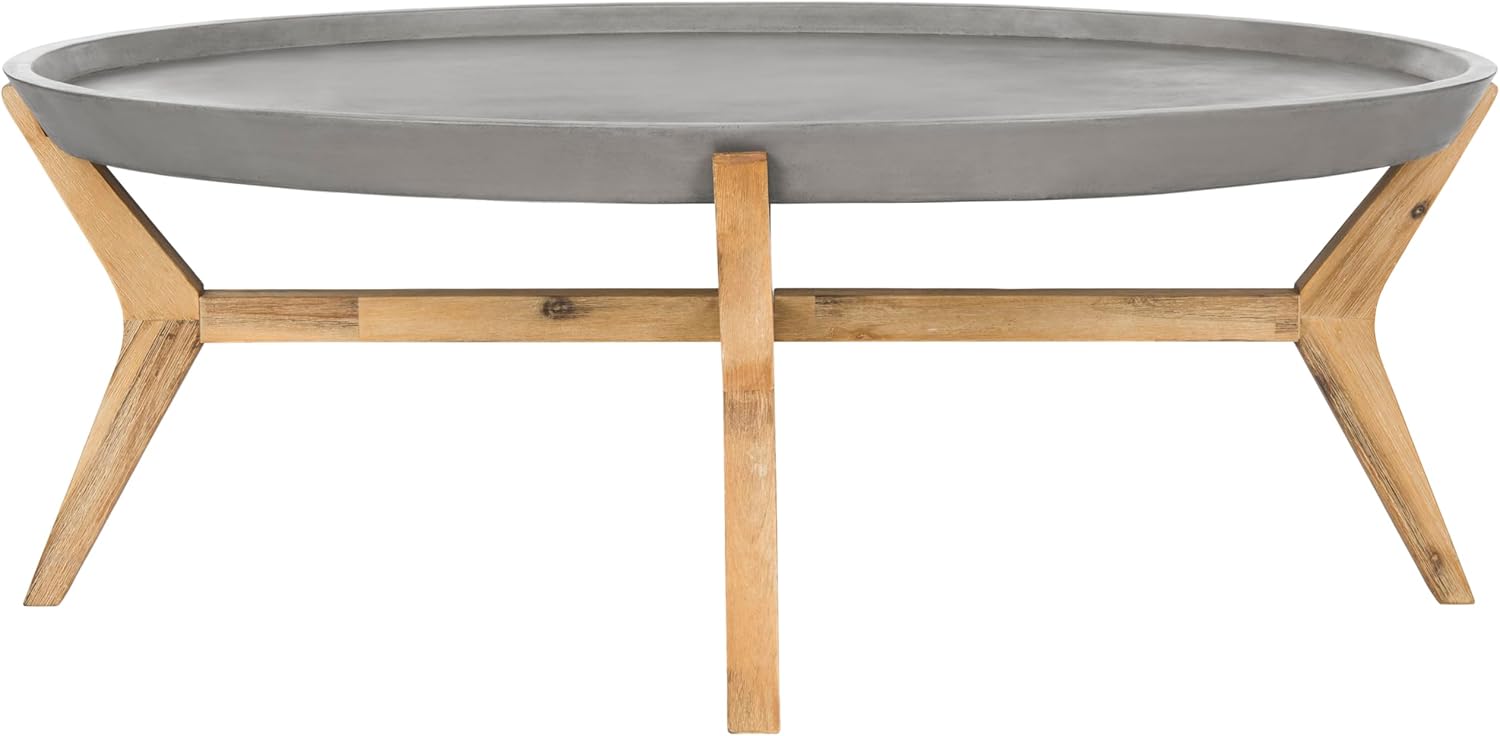 Safavieh Outdoor Collection Hadwin Dark Grey Indoor/Outdoor Modern Concrete Oval 31.5" Coffee Table